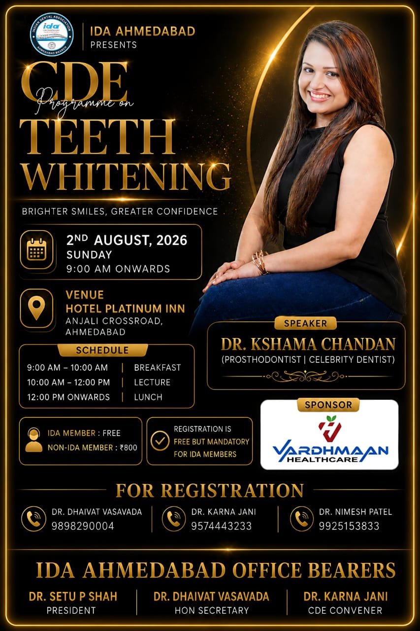 IDA Ahmedabad Presents CDE Programme On Teeth Whitening